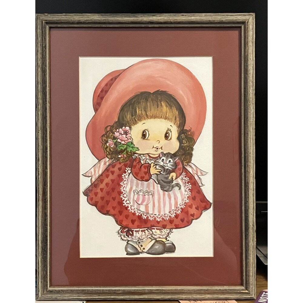 Strawberry Shortcake Framed Painting Matted Signed RR Knight McClellan Gallery